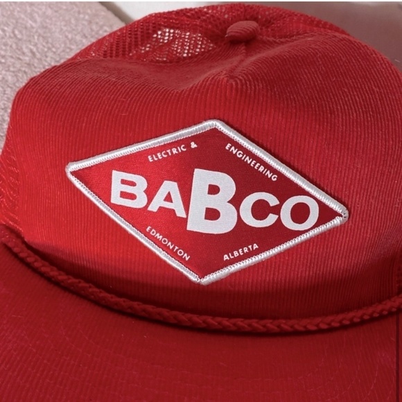 Vintage Babco Red Corduroy Mesh Back Snap Back Trucker Hat - Picture 9 of 9